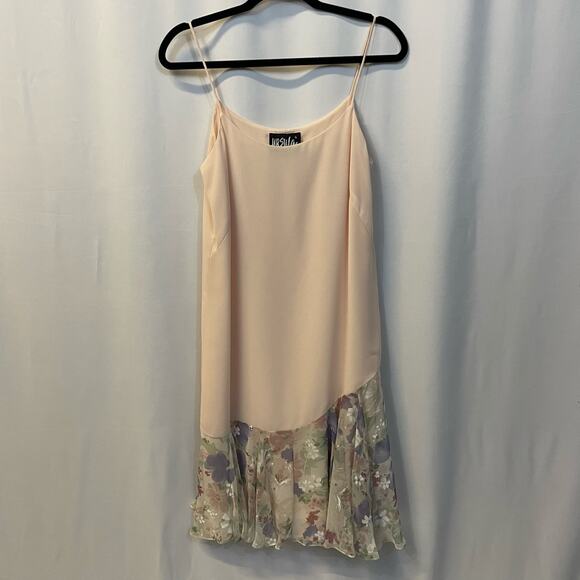 Ursala of Switzerland Pink Pastel Floral Ruffle Bottom Dress Vintage VTG 80s 6 - Picture 1 of 7